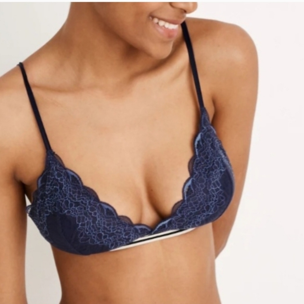 Madewell Lace Stripe-Trim Liana Triangle Bralette - NWT
